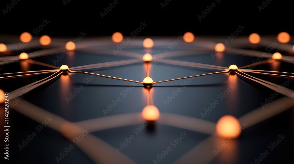 Poster abstract glowing network nodes and connections. technology and communication concept