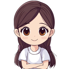 Obraz premium Cute Girl with Anime-Inspired Style – Colorful Vector Illustration for Creative Projects 