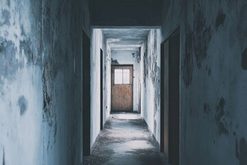 Fototapeta premium Empty hallway with a wooden door