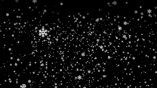 White snow overlay layer on a black background video, winter snowflakes video overlay background, and Snowdrops on a black background 