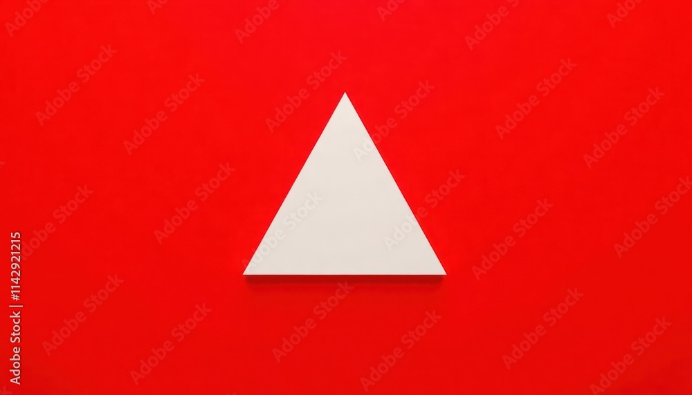 Aufkleber abstract geometric shape design. white triangle on rich deep red background. modern minimalist style