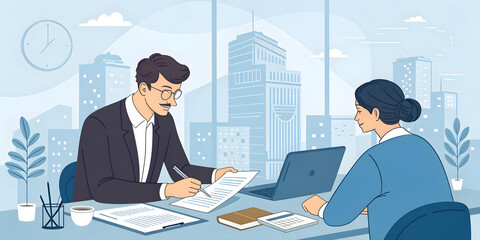 Business people meeting and discussing in office with teamwork and communication