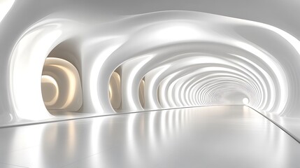 Obraz premium White Architectural Corridor Design With Smooth Curves