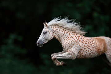 Fototapeta premium Knabstrupper horse galloping in freedom with flowing mane