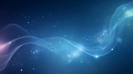 Fototapeta premium Abstract Blue Wave With Glowing Particles Background