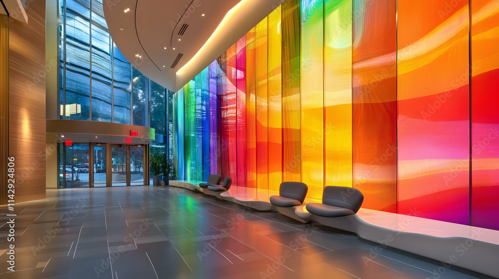 Poster a dynamic multimedia streaming display featuring vivid channel visuals set against an abstract enter