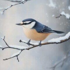 Obraz premium White snow background, bird.