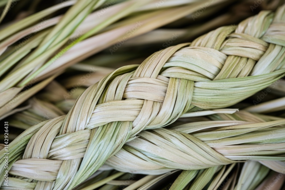 Poster a detailed view of intricately woven grass, suitable for use in designs related to nature and the ou