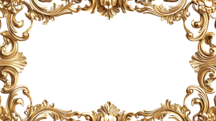 Vintage gold frame on transparent background.