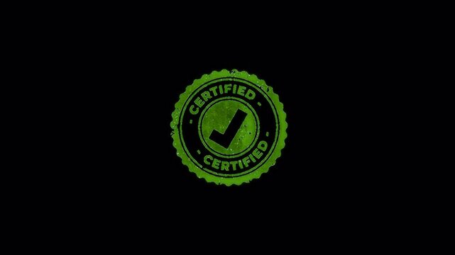 Certified stamp animation. Certified text label stamp with checklist animation.