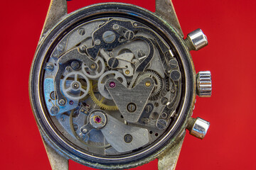 wristwatch mechanism  white background