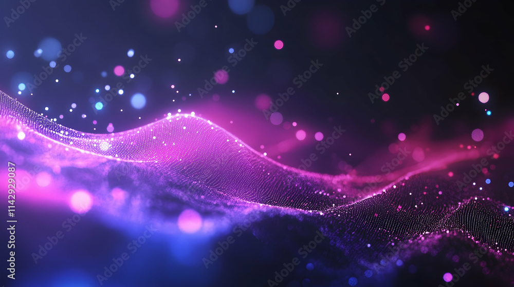 Poster abstract wireless network and connection background featuring a glowing wifi symbol and data points 