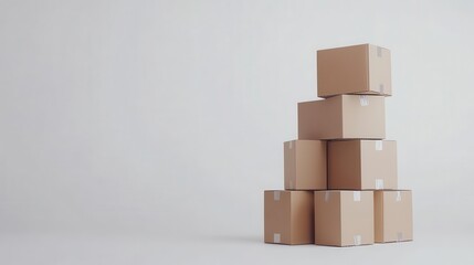 stacked cardboard boxes creating a neat mockup, isolated against a pure white background, ready for creativity