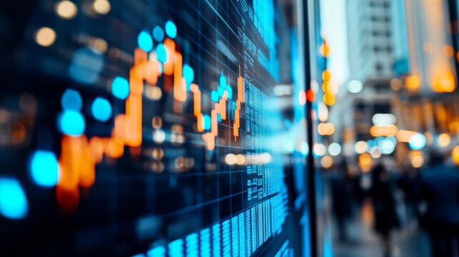 Digital Financial Charts in Busy Trading Room