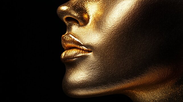 Art gold skin woman. Golden woman. Beauty fashion model girl