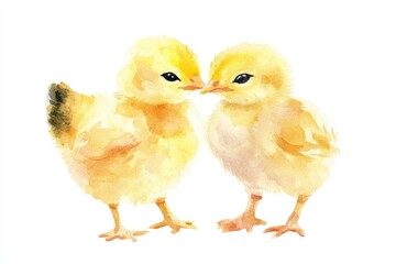 Obraz premium Two chickens standing side by side, likely friends or companions