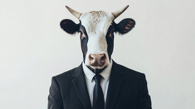 Cow in a Suit: A Surreal Portrait of Business and Nature