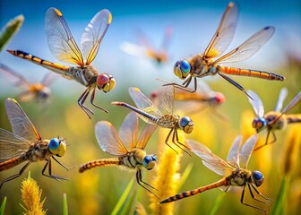 Naklejka premium Stunning Dragonfly Flight Photos: High-Resolution Images of Dragonflies in Motion