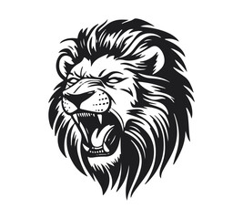 black and white lion head mascot silhouette vector icons