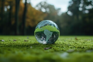 Glass Globe on Moss: A Symbol of Environmental Preservation