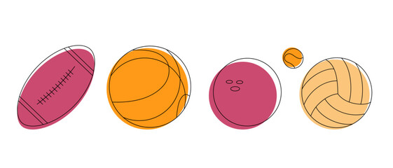 Set of different sport balls. Vector illustration