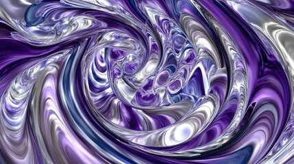 Obraz premium Abstract swirling spirals of deep indigo, cosmic violet, and shimmering silver resembling a mesmerizing vortex, evoking infinite motion, celestial energy, and mysterious cosmic beauty