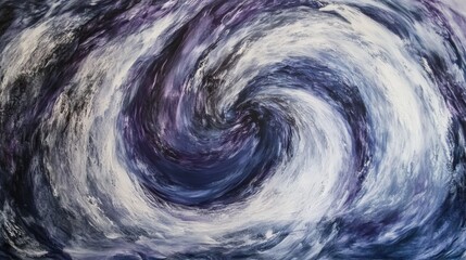 Abstract swirling spirals of deep indigo, cosmic violet, and shimmering silver resembling a mesmerizing vortex, evoking infinite motion, celestial energy, and mysterious cosmic beauty