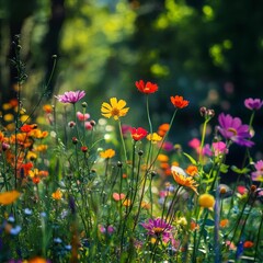Naklejka premium Vibrant zinnias bloom in summer's embrace