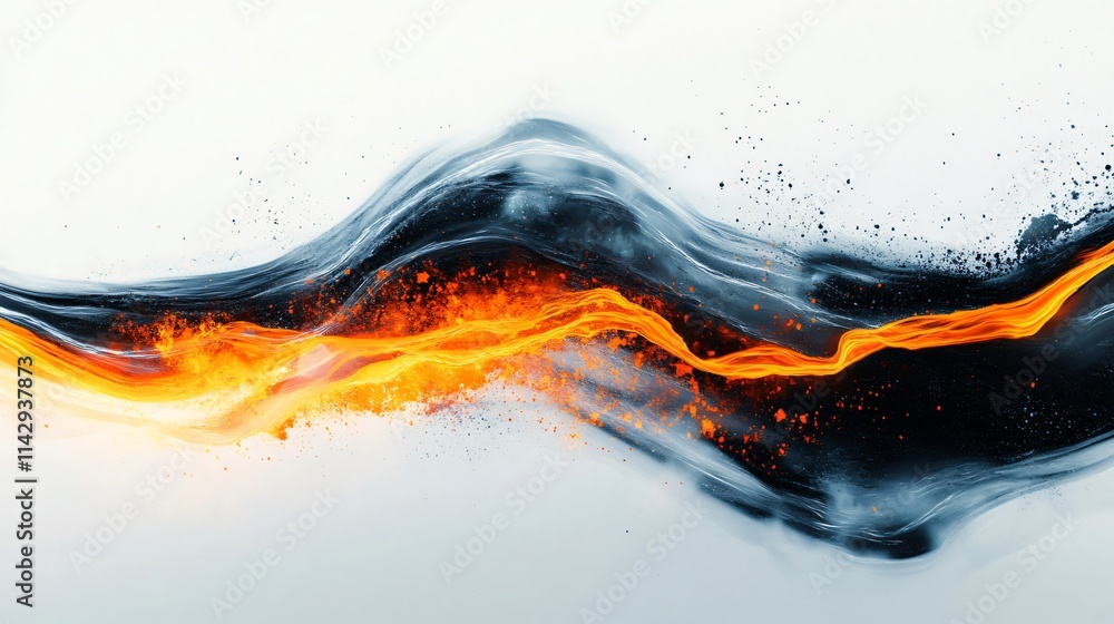 Poster abstract art with fiery colors and fluid shapes. ideal for backgrounds and websites.