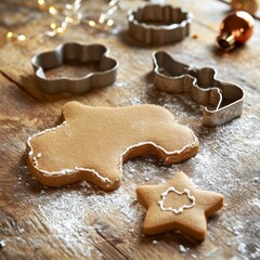 Christmas gingerbread dough and cutters