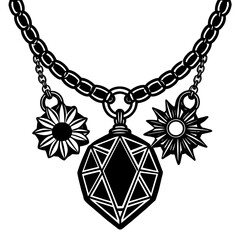 silver pendant with diamonds