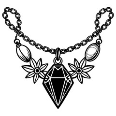 black and silver necklace