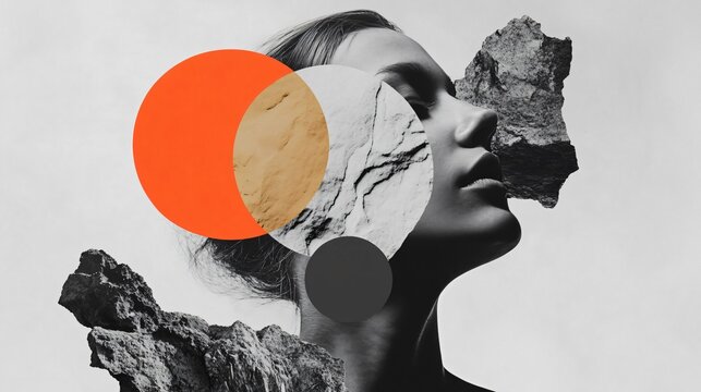 Surreal Portrait: Woman, Nature, and Geometry in Harmony