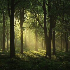 Naklejka premium Lush emerald forest