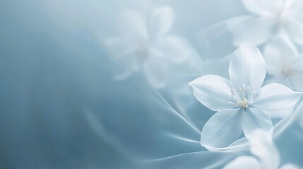 Soft Blue Flowers On Silky Fabric Background