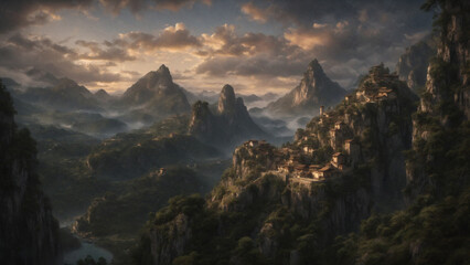 Sunset over the mountains.