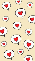 Cute heart shape in speech bubble pattern