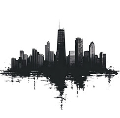 Naklejka premium Monochromatic city skyline illustration. Urban, modern, and minimalist design.