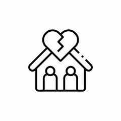 argument couple home broken heart icon sign vector