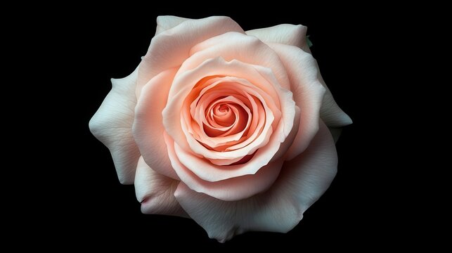 top view of a single pink rose flower isolated against a clean background, ideal for wedding invitations or romantic occasions, capturing elegance and beauty in a simple composition