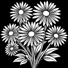 black and white flowers