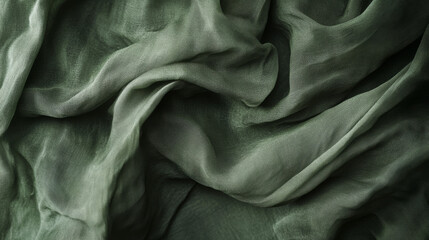 Draped Sage Green Silk Fabric Texture