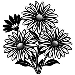 black and white flowers