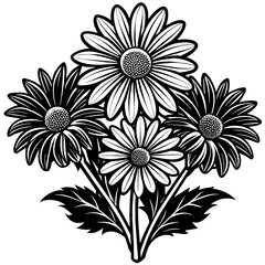 black and white flowers