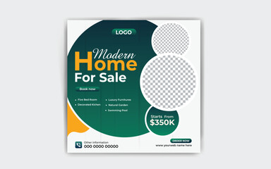 Real Estate House Sale Social Media Post design and square social media post house promotion banner