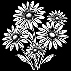black and white flower