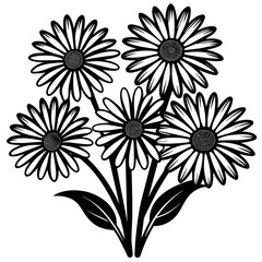 black and white flower vector