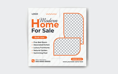 Real Estate House Sale Social Media Post design and square social media post house promotion banner