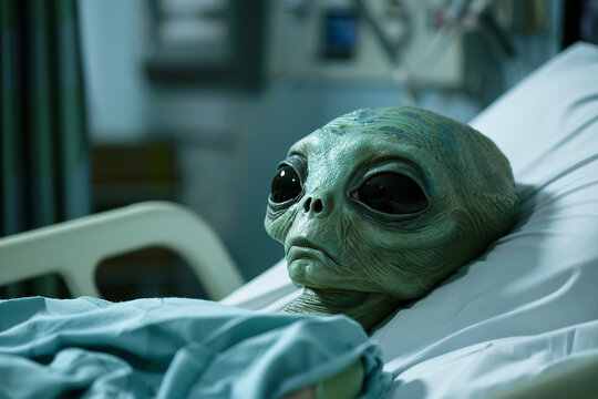 Image of extraterrestrial alien in hospital generative AI design
