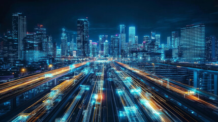 Fototapeta premium Futuristic Cityscape: Quantum Predictive Maintenance System